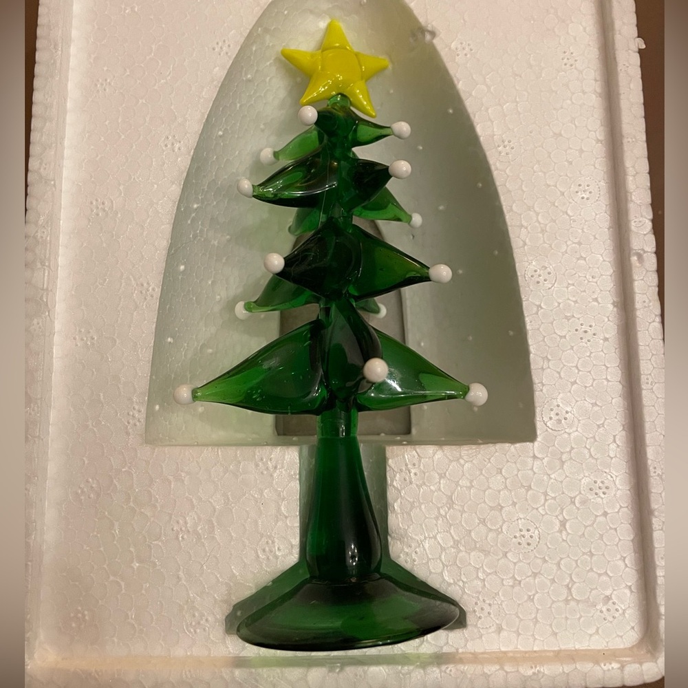 Glass Christmas Tree with Yellow Star